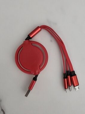 Multi-Connector Retractable Charging Cable - Red
